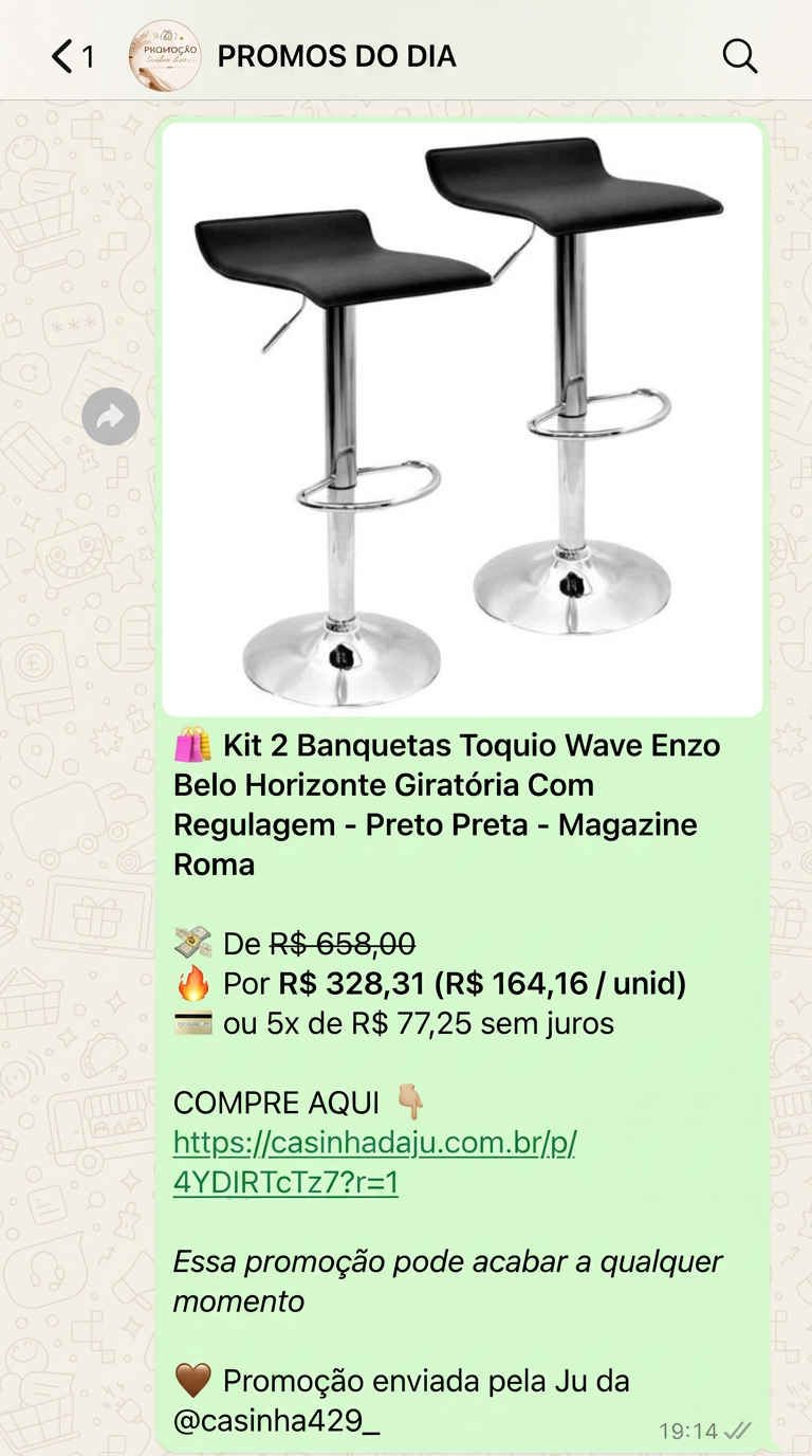 Kit de banquetas em promoção