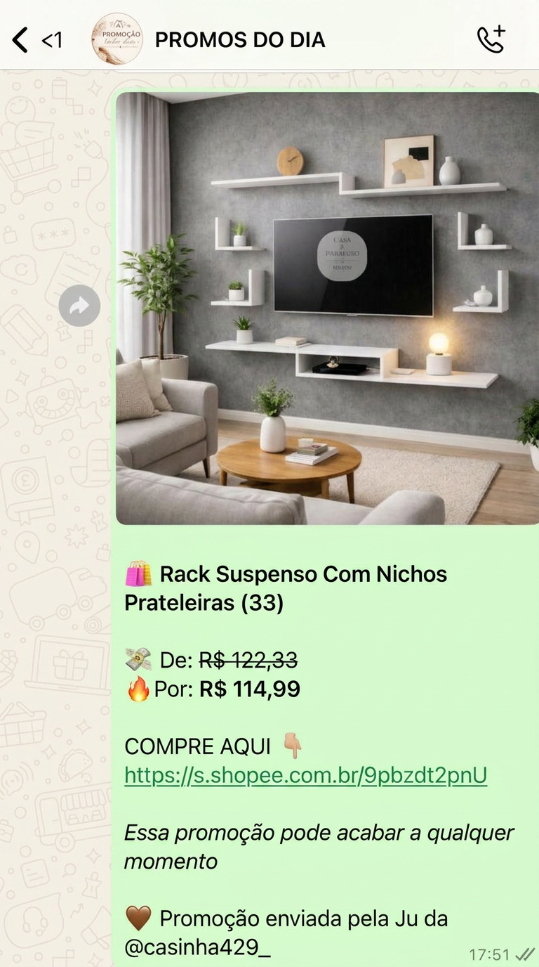 Rack suspenso com nichos e prateleiras em promoção